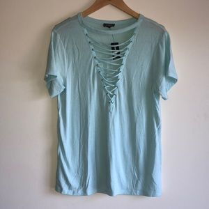 Express Blue Lace Up Tee